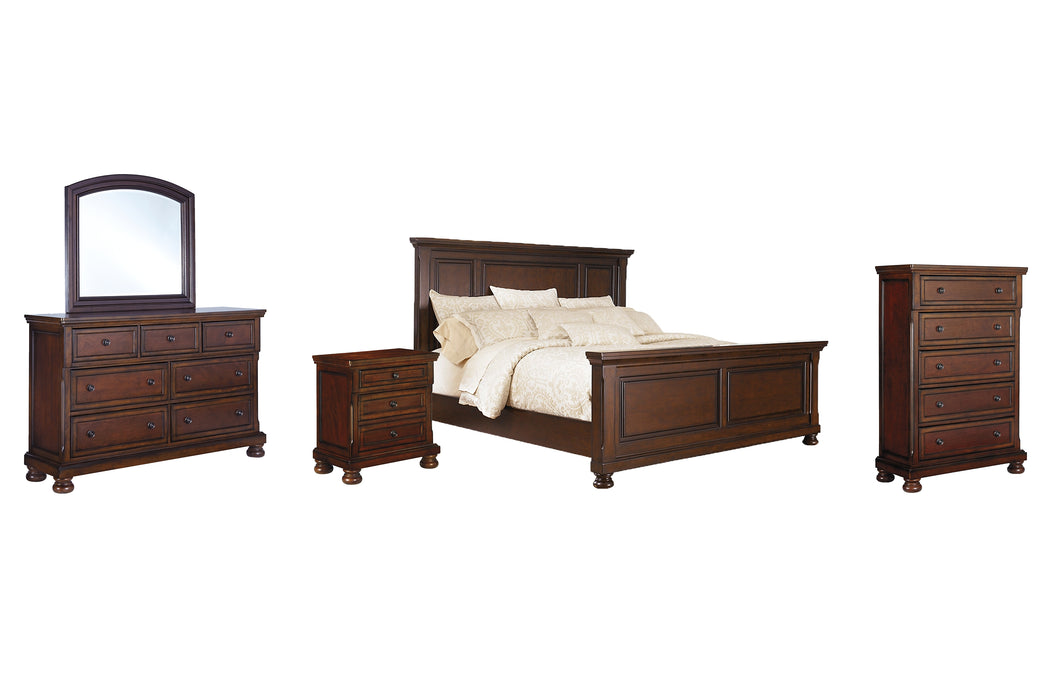 Porter Panel Bed With Mirrored Dresser, Chest And Nightstand