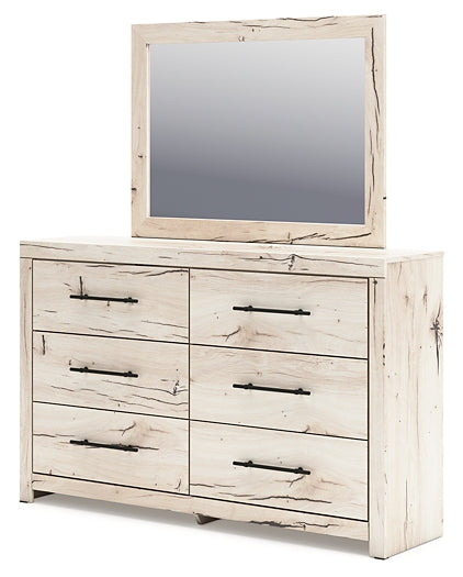 Lawroy King Panel Bed with Mirrored Dresser and Chest
