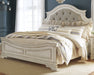 Realyn California King Upholstered Panel Bed with Mirrored Dresser and 2 Nightstands Homeline Furniture