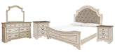 Realyn California King Upholstered Panel Bed with Mirrored Dresser and 2 Nightstands Homeline Furniture