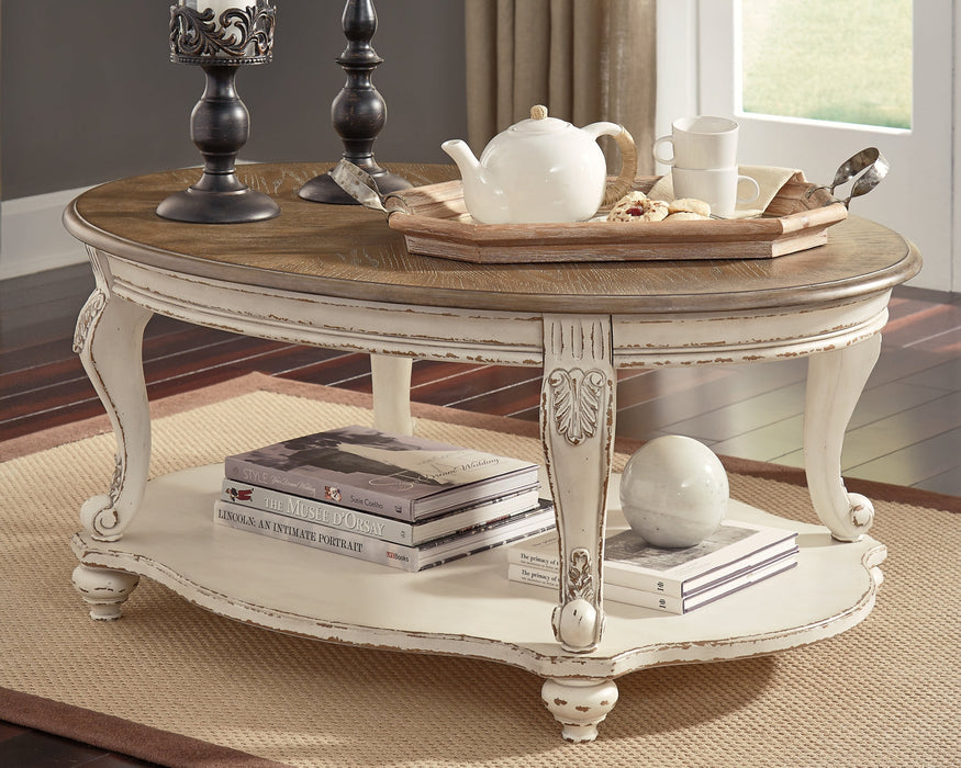 Realyn Coffee Table with 2 End Tables Homeline Furniture