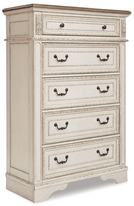 Realyn King Sleigh Bed with Mirrored Dresser and Chest Homeline Furniture