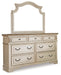 Realyn King Upholstered Panel Bed with Mirrored Dresser and 2 Nightstands Homeline Furniture
