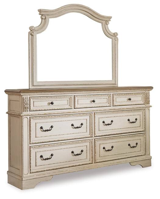Realyn Queen Upholstered Panel Bed with Mirrored Dresser and 2 Nightstands Homeline Furniture