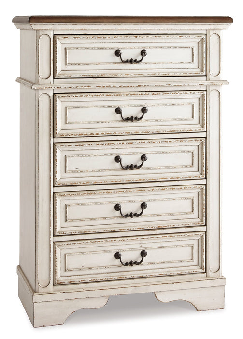 Realyn Twin Panel Bed with Mirrored Dresser and Chest Homeline Furniture