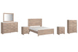 Senniberg Queen Panel Bed with Mirrored Dresser, Chest and 2 Nightstands Homeline Furniture