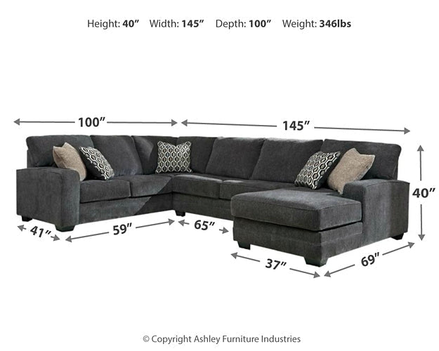 Tracling 3-Piece Sectional with Ottoman Homeline Furniture