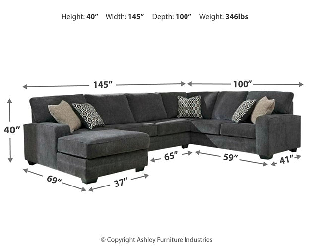 Tracling 3-Piece Sectional with Ottoman Homeline Furniture