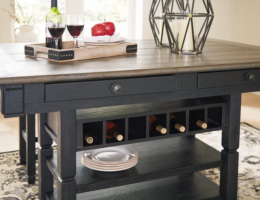 Tyler Creek Counter Height Dining Table and 4 Barstools and Bench Homeline Furniture