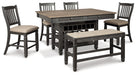 Tyler Creek Counter Height Dining Table and 4 Barstools and Bench Homeline Furniture