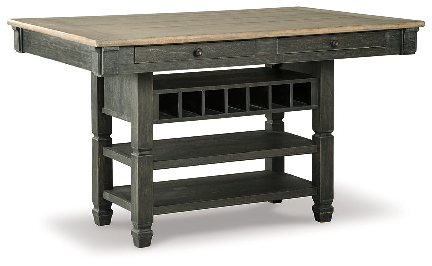 Tyler Creek Counter Height Dining Table and 4 Barstools and Bench Homeline Furniture