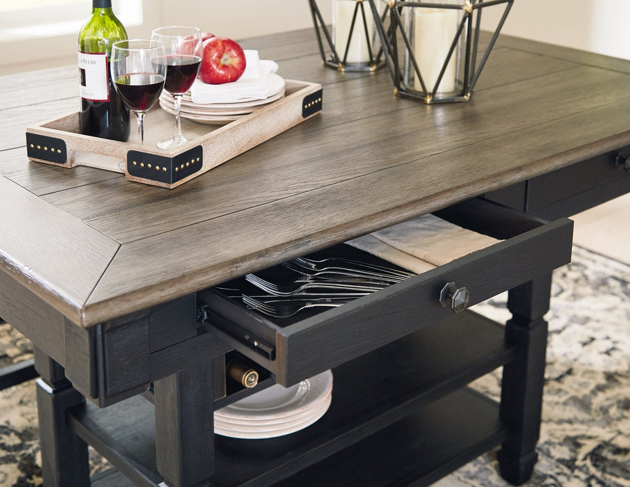 Tyler Creek Counter Height Dining Table and 4 Barstools and Bench Homeline Furniture