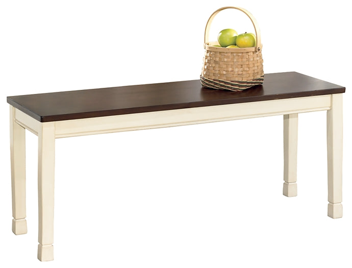 Whitesburg Dining Table and 4 Chairs and Bench with Storage Homeline Furniture