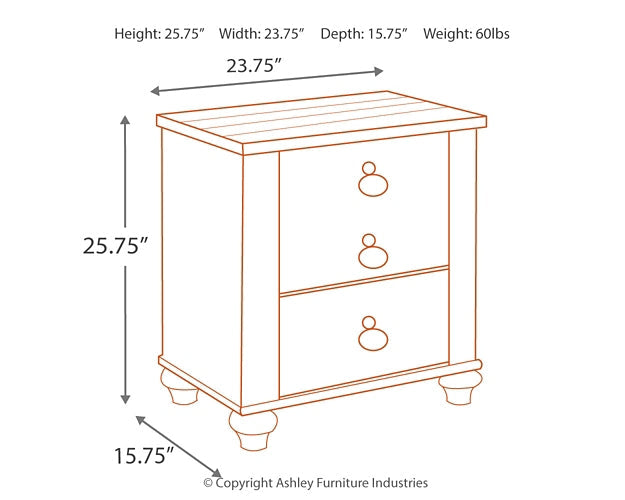 Willowton Two Drawer Night Stand Homeline Furniture
