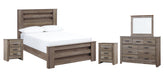 Zelen Full Panel Bed with Mirrored Dresser and 2 Nightstands Homeline Furniture