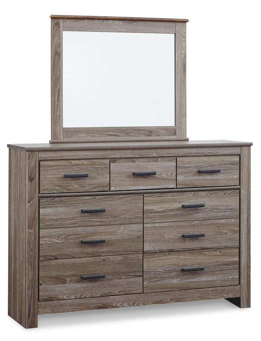 Zelen King/California King Panel Headboard with Mirrored Dresser, Chest and 2 Nightstands Homeline Furniture
