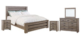 Zelen King Panel Bed with Mirrored Dresser and 2 Nightstands Homeline Furniture