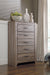 Zelen Queen Panel Bed with Mirrored Dresser and Chest Homeline Furniture
