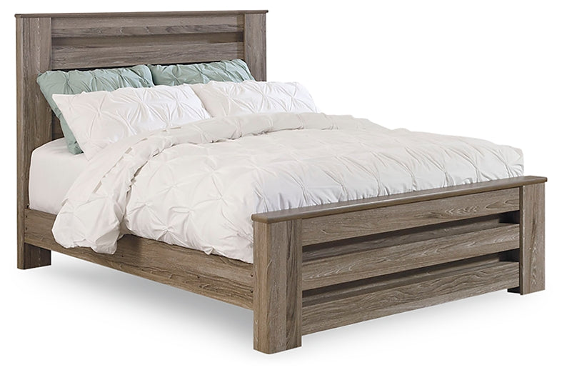 Zelen Queen Panel Bed with Mirrored Dresser and Nightstand Homeline Furniture