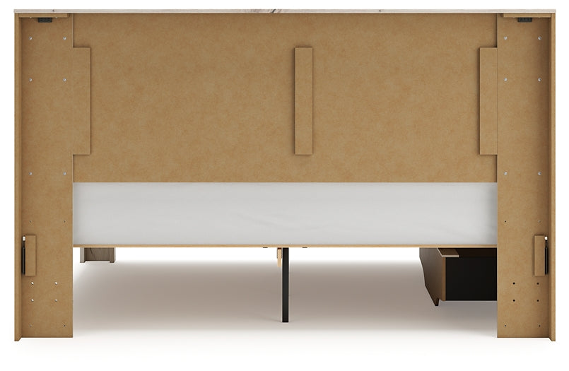 King Panel Bed with Mirrored Dresser and Nightstand