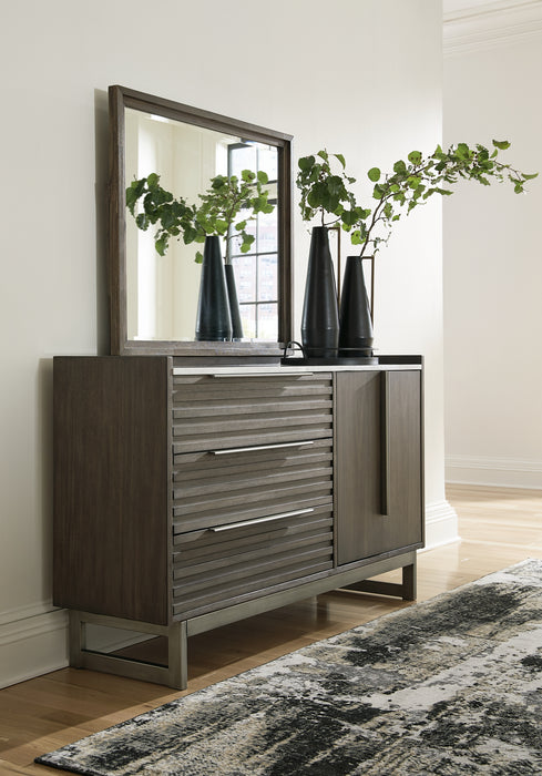 Arkenton Queen Panel Bed with Mirrored Dresser and 2 Nightstands