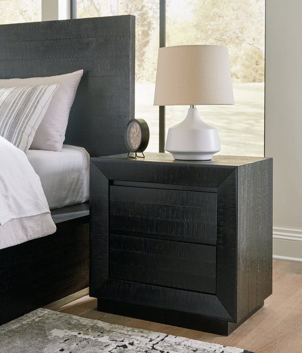 Londer King Panel Bed with Mirrored Dresser and 2 Nightstands