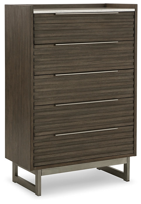 Arkenton California King Panel Bed with Mirrored Dresser and Chest