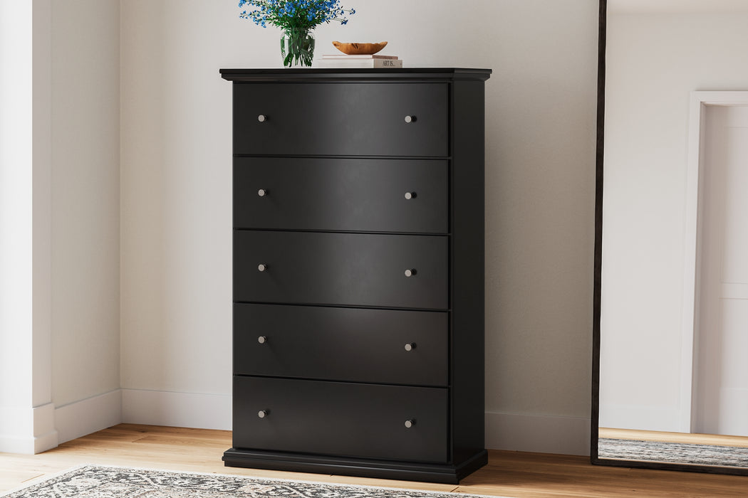 Full Panel Bed with Mirrored Dresser and Chest