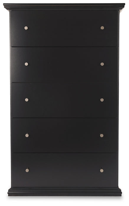 Full Panel Bed with Mirrored Dresser, Chest and Nightstand