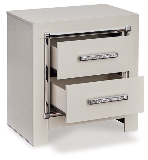 Zyniden Full Upholstered Panel Bed with Mirrored Dresser, Chest and Nightstand