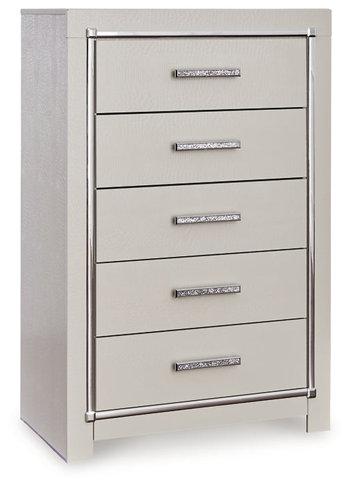Zyniden Full Upholstered Panel Bed with Mirrored Dresser, Chest and Nightstand