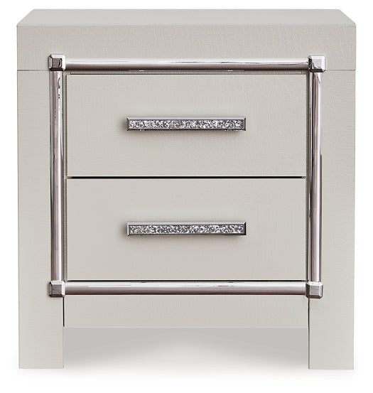 Zyniden Queen Upholstered Panel Headboard with Mirrored Dresser, Chest and Nightstand