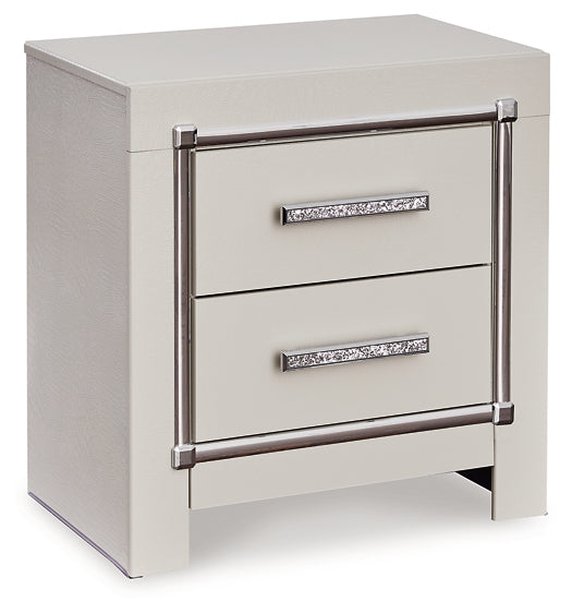 Zyniden Queen Upholstered Panel Headboard with Mirrored Dresser, Chest and Nightstand