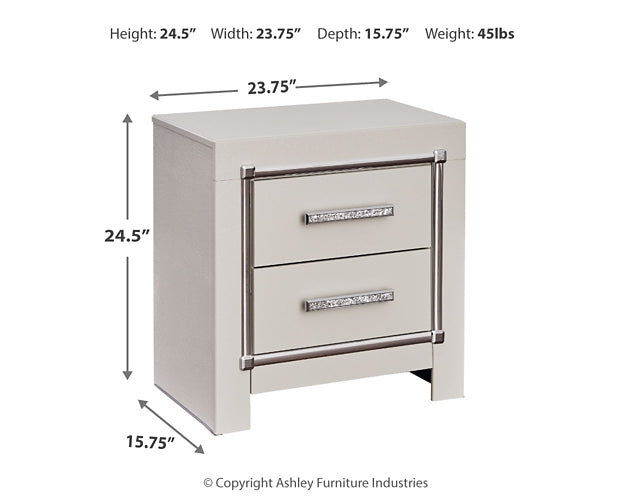 Zyniden Queen Upholstered Panel Headboard with Mirrored Dresser, Chest and Nightstand