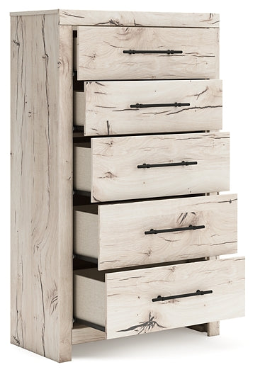Full Panel Storage Bed with Mirrored Dresser, Chest and Nightstand