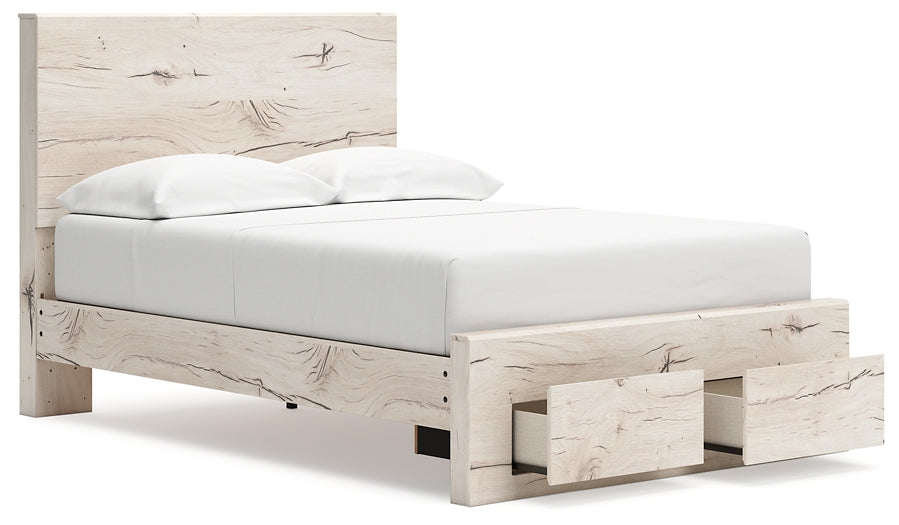 Full Panel Storage Bed with Mirrored Dresser, Chest and Nightstand