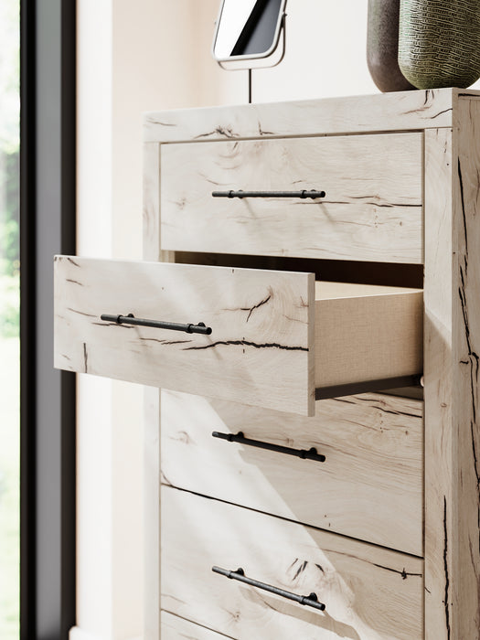 Full Panel Storage Bed with Mirrored Dresser, Chest and Nightstand