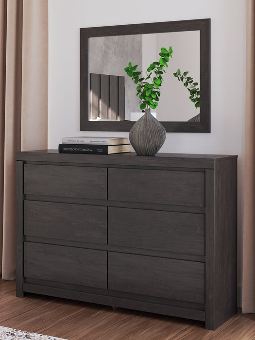King Panel Storage Bed with Mirrored Dresser, Chest and Nightstand