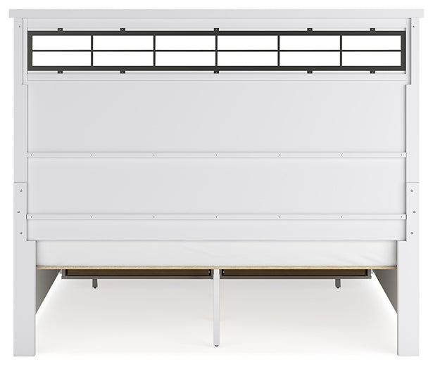 Ashbryn King Panel Storage Bed with Mirrored Dresser, Chest and Nightstand