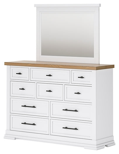 Ashbryn King Panel Storage Bed with Mirrored Dresser and Nightstand