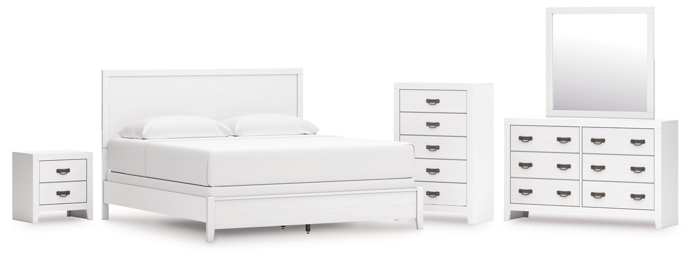 Binterglen King Panel Bed with Mirrored Dresser, Chest and Nightstand