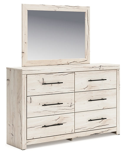 Lawroy King Panel Bed with Mirrored Dresser and Chest