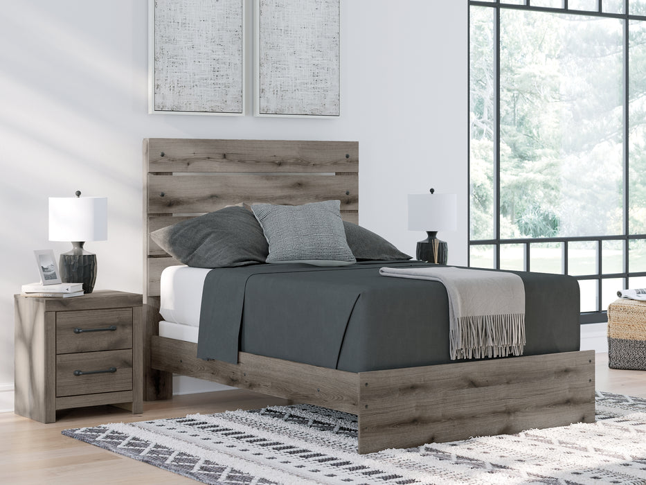 Graystorm Full Panel Bed with Mirrored Dresser and Nightstand