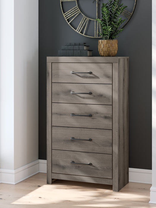 Graystorm Twin Panel Bed with Mirrored Dresser and Chest