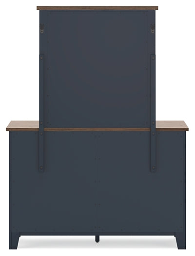 Landocken Twin Panel Headboard with Mirrored Dresser