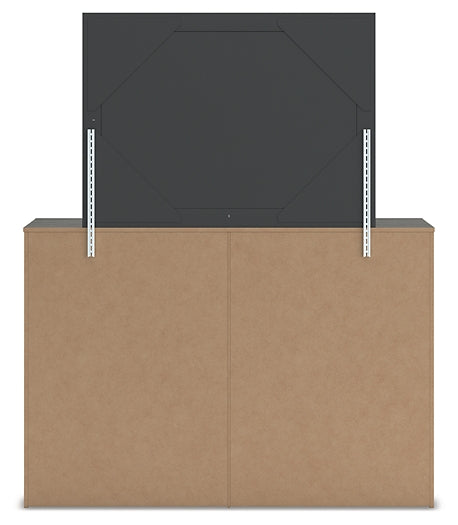 King Panel Bed with Mirrored Dresser and Chest