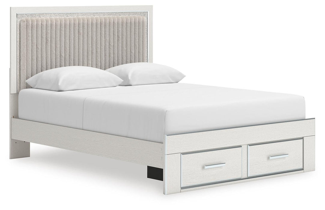 Zuraleus Queen Upholstered Panel Platform Storage Bed, Dresser, Mirror and Nightstand