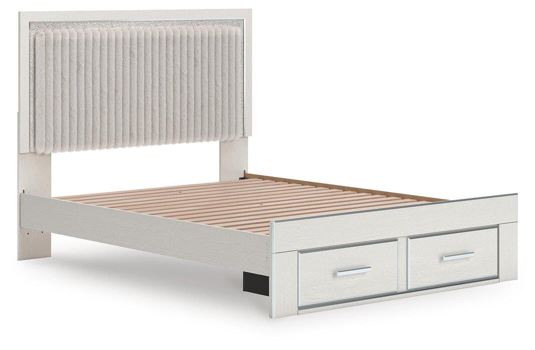 Zuraleus Queen Upholstered Panel Platform Storage Bed, Dresser, Mirror and Nightstand