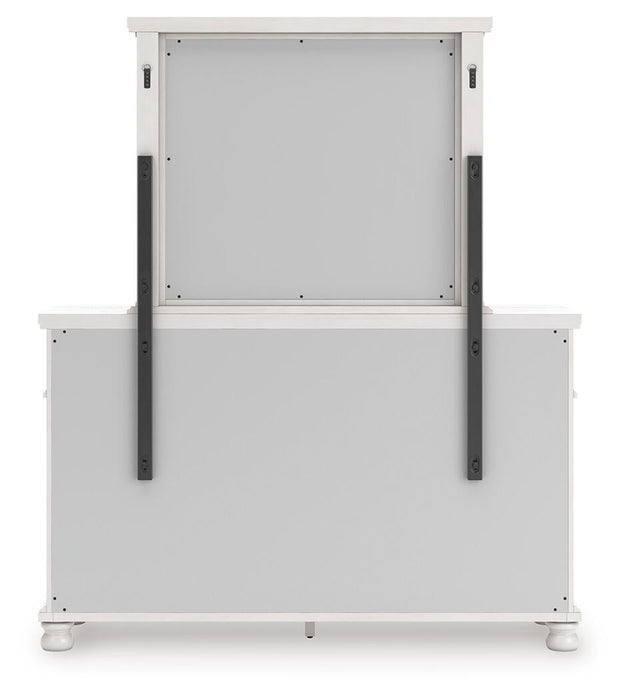 Rowlenstown California King Poster Bed, Dresser, Mirror and Nightstand