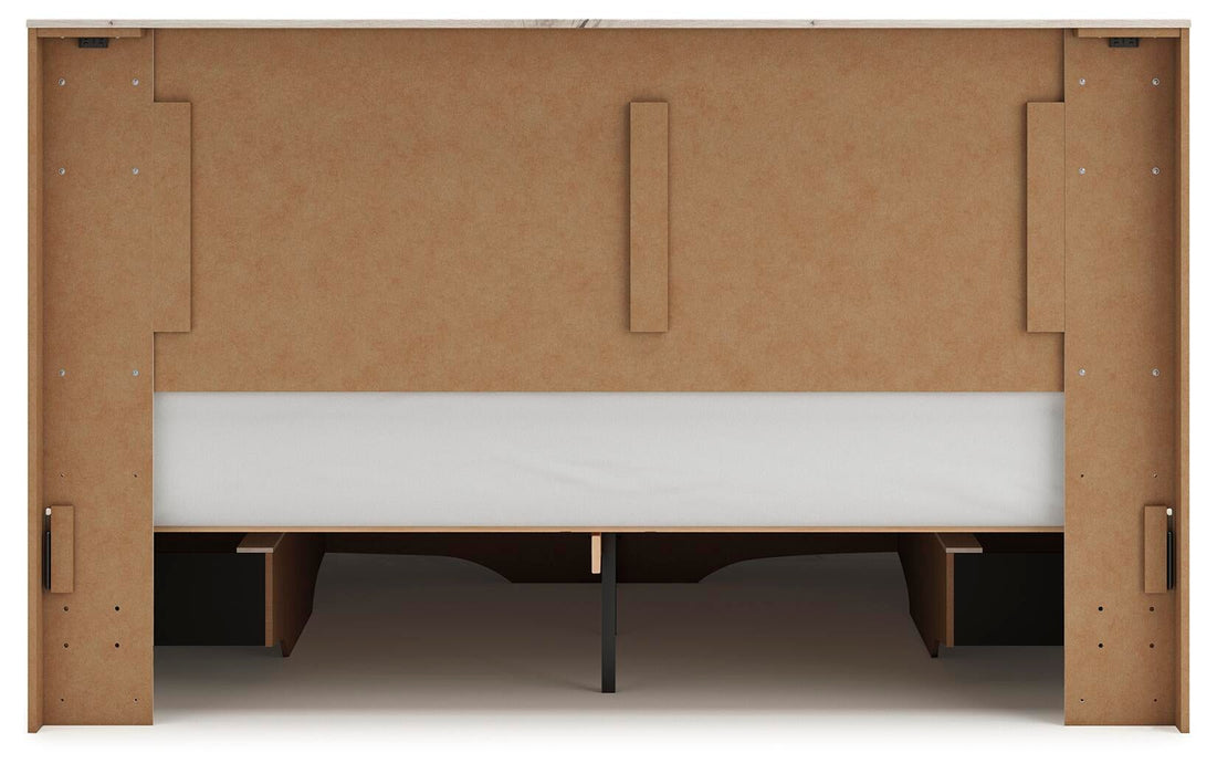 Lawroy King Panel Storage Bed, Dresser, Mirror and Nightstand